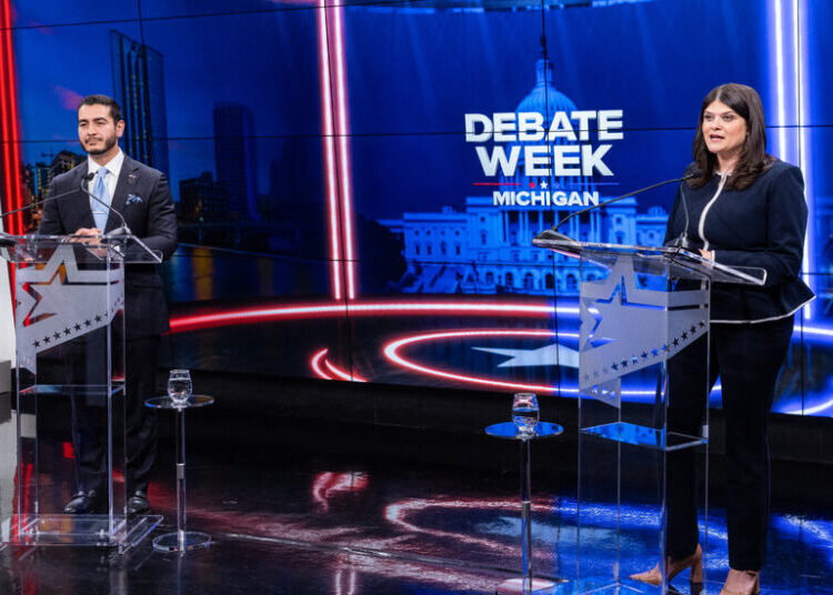 Trailing in Polls, a Moderate Goes on the Attack at a Michigan Senate Debate