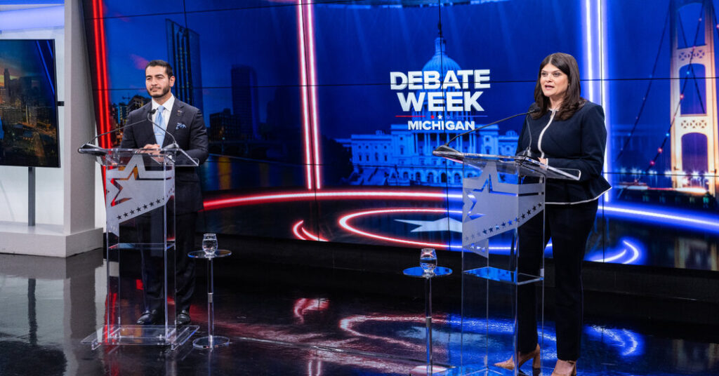 Trailing in Polls, a Moderate Goes on the Attack at a Michigan Senate Debate