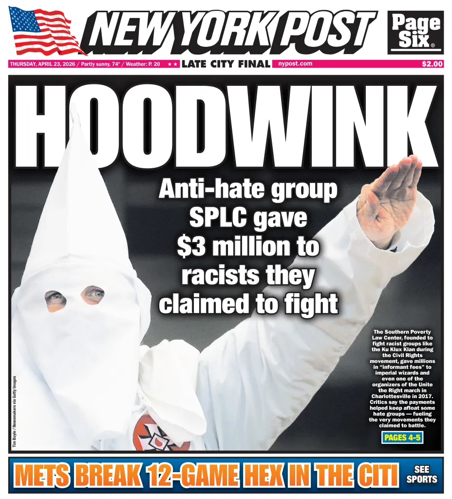 New York Post front page with the headline 