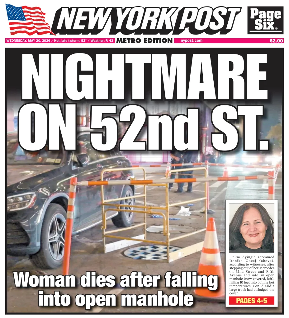Front page of the New York Post with the headline 