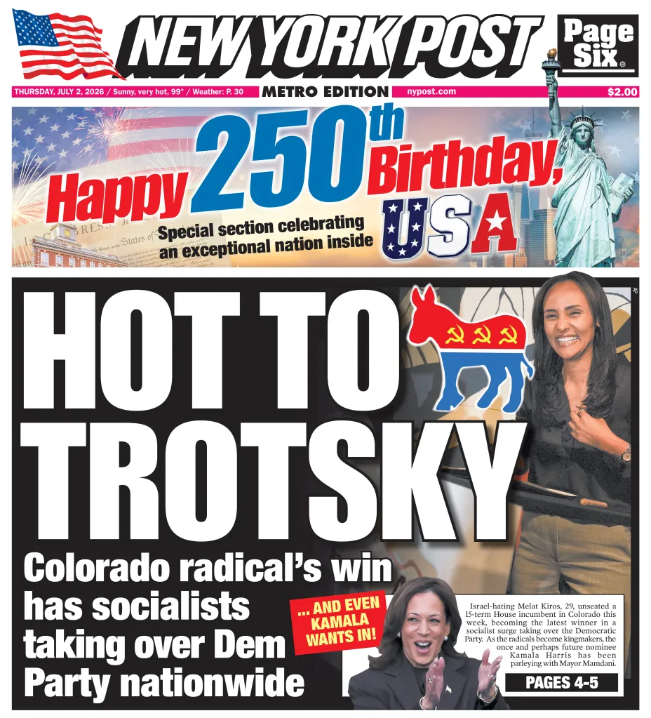 New York Post front page with headlines