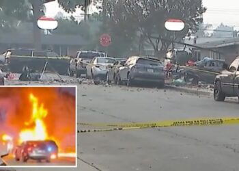 Fourth of July horror as woman killed, three injured as firework explosion creates huge car blaze