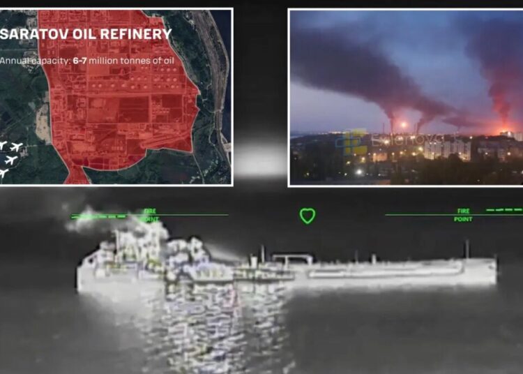 Ukrainian drones batter Russian oil facilities, set more oil tankers ablaze