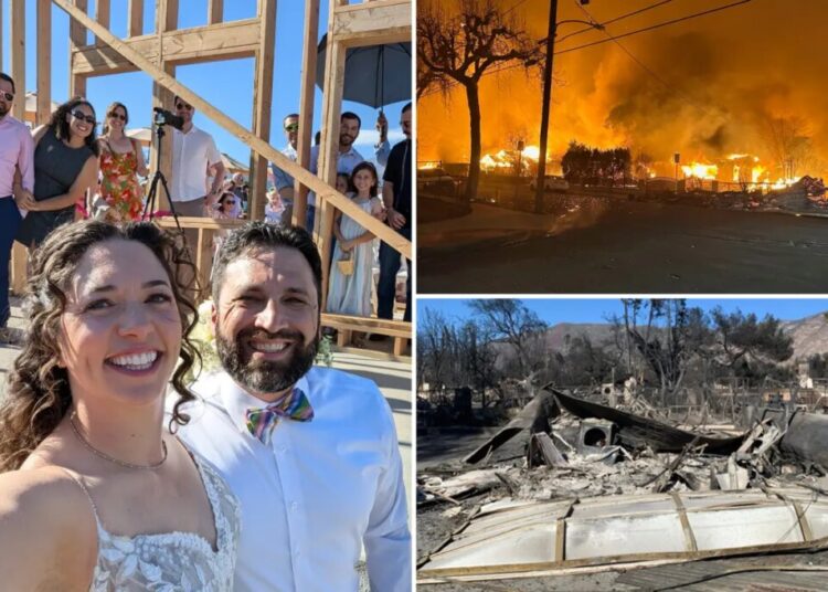 Couple who lost everything in Eaton Fire marries on burned property