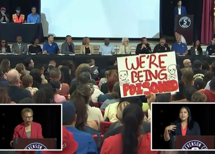 Furious Boyle Heights residents clash with Karen Bass over response to warehouse fire: ‘Who can yell the loudest’