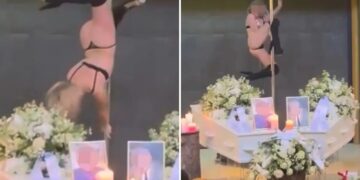 Wild video shows pole dancer performing raunchy show at funeral: ‘The visitors were surprised’