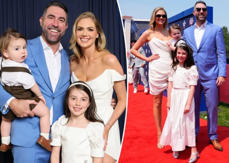 Kate Upton makes rare red carpet appearance with husband Justin Verlander and their two kids