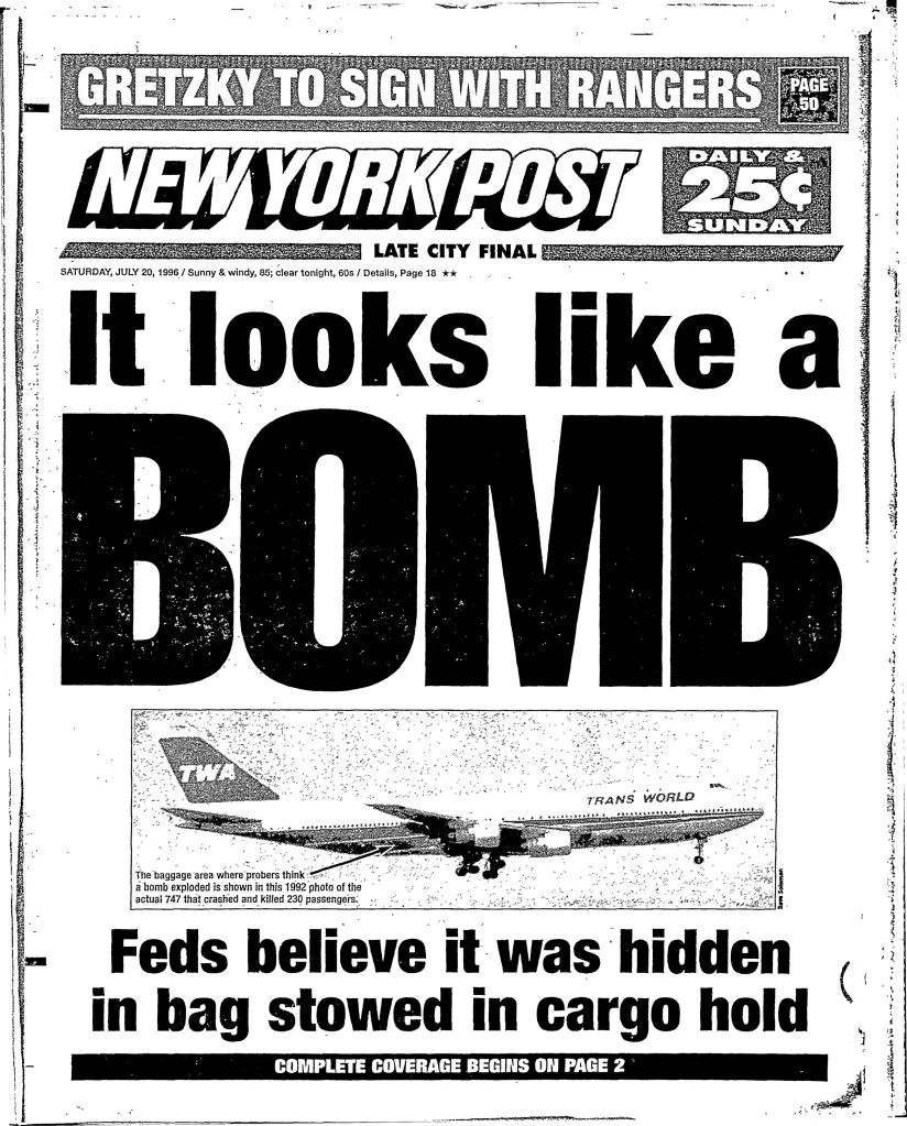 New York Post front page with the headline