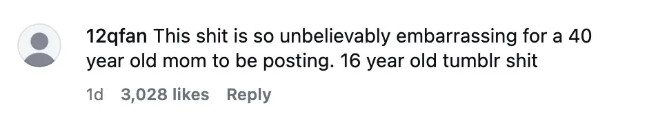A comment on social media from user