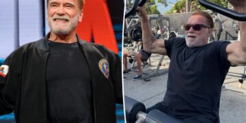 Arnold Schwarzenegger celebrates his 79th birthday showing off his iron-pumping workout, fit physique