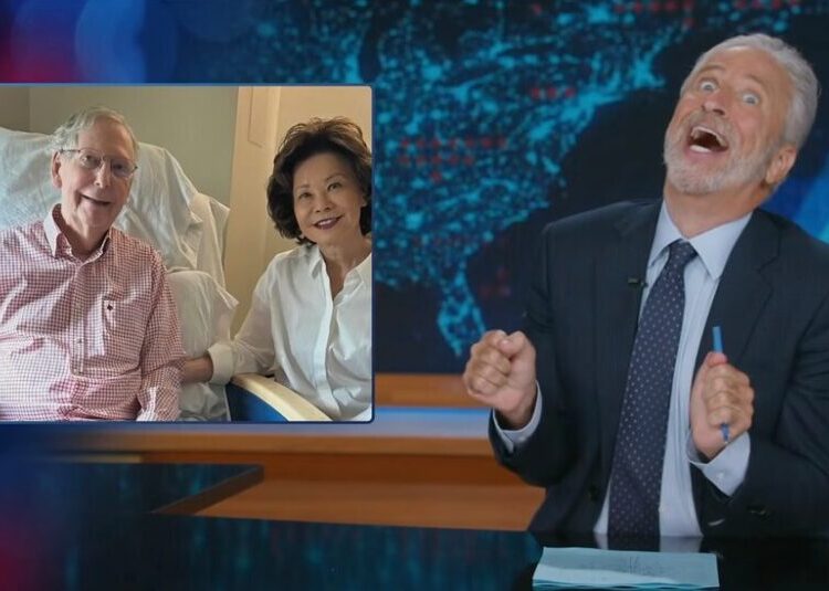 Jon Stewart Mocks Mitch McConnell’s Recovery Photo