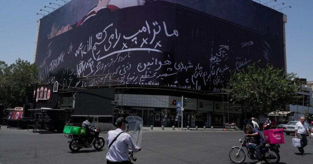 Central Tehran Billboard Depicts Trump in a Coffin
