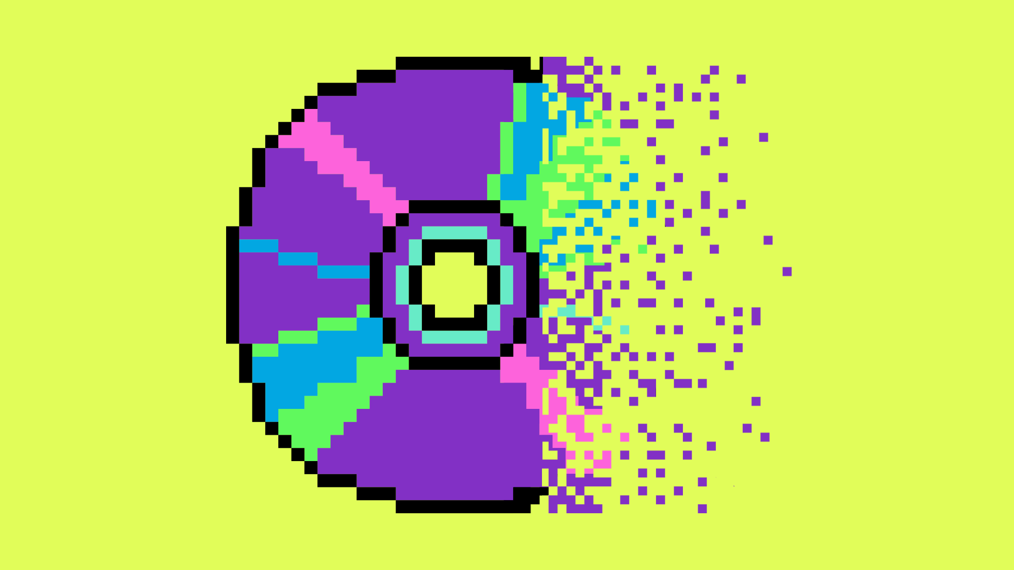 An illustration of a pixelated CD dissolving