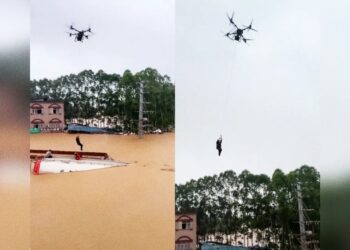 Wild Video Shows Quadcopter Drone Plucking Man From Raging Floodwaters, Whisking Him to Safety
