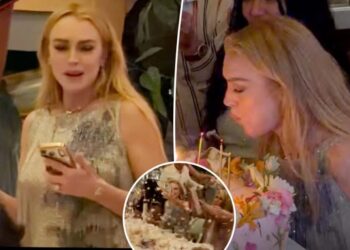 Lindsay Lohan celebrates her 40th birthday with family, friends and a toast in the Hamptons