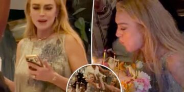 Lindsay Lohan celebrates her 40th birthday with family, friends and a toast in the Hamptons