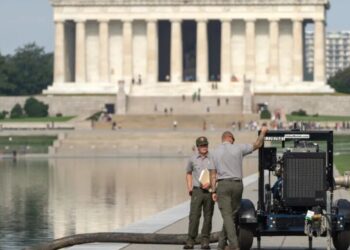 Trump once suggested his Reflecting Pool renovations would last a century. It’s now being drained again after an algae bloom and peeling paint