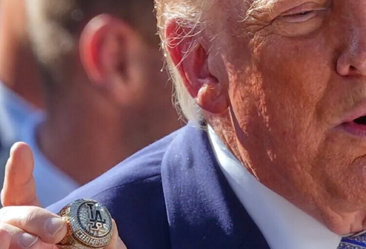 Dodgers give Trump what looks like a World Series ring: ‘Wow. Do I have to report this? I don’t want to report this’