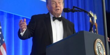 Trump gives rambling, insult-filled remarks at correspondents’ dinner and even turns against his own speechwriters. ‘Am I supposed to be a comedian?’