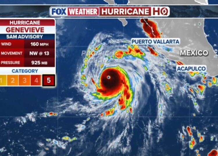 Major Hurricane Genevieve roars in the Pacific as Fausto weakens to a tropical storm near Hawaii