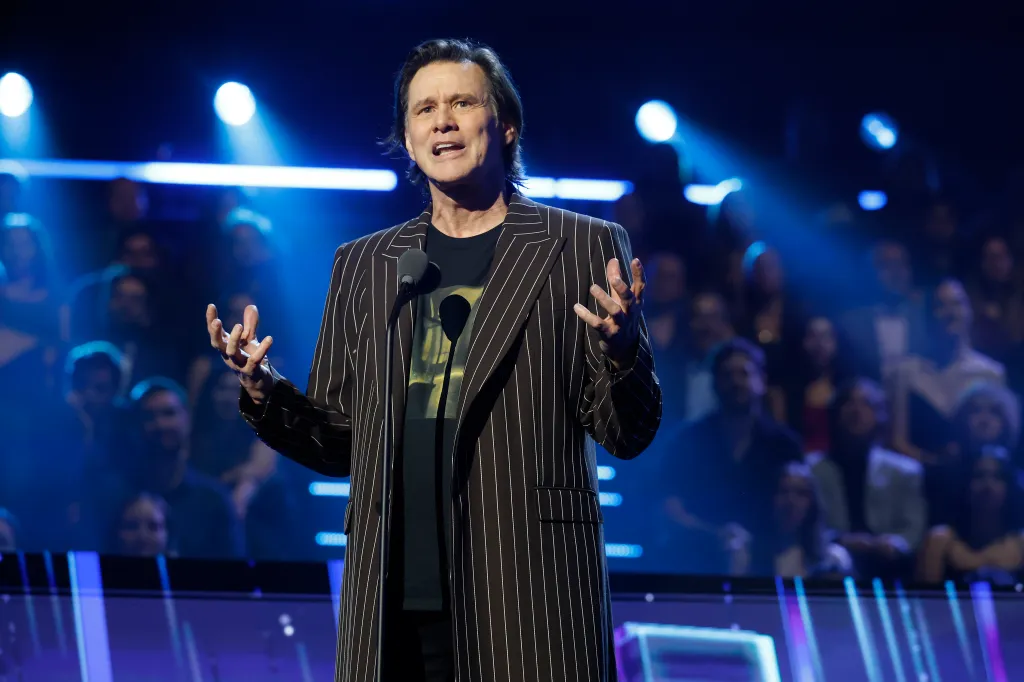 Jim Carrey speaks onstage at the 2025 Rock & Roll Hall of Fame Induction Ceremony.