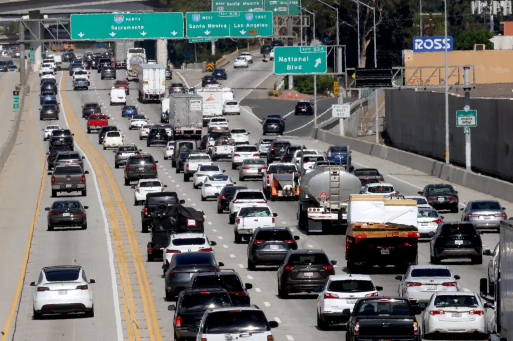 Traffic on the 405 Freeway in Los Angeles, California.