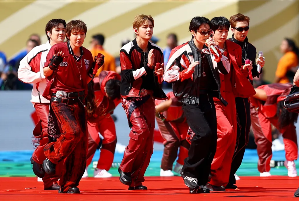 BTS performs during the FIFA World Cup 2026 Final halftime show.