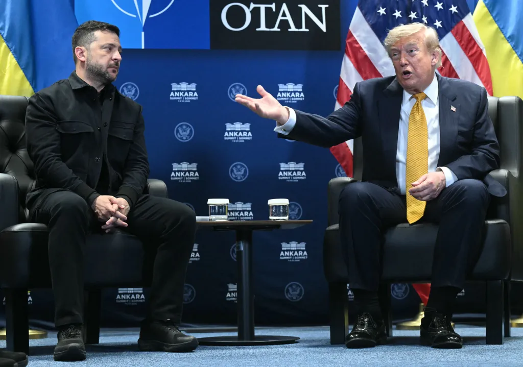 Ukraine's President Volodymyr Zelensky and US President Donald Trump meet at the NATO Summit in Ankara.