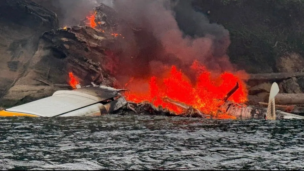 Miraculously, all 10 passengers and the pilot were accounted for following the fiery wreck, officials said.