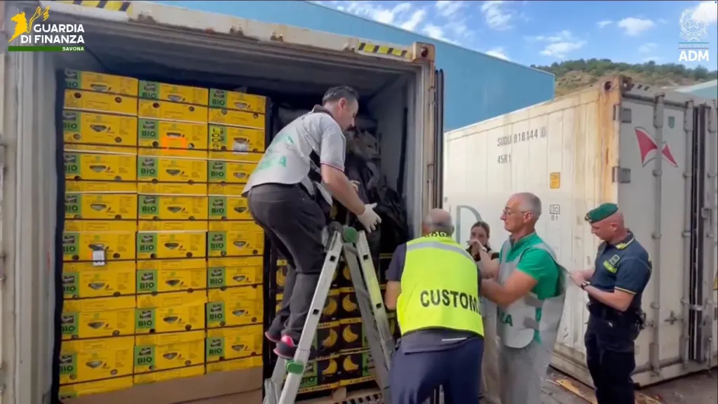 Italian authorities seized roughly 1,700 pounds of cocaine hidden among pallets of bananas at a major port,