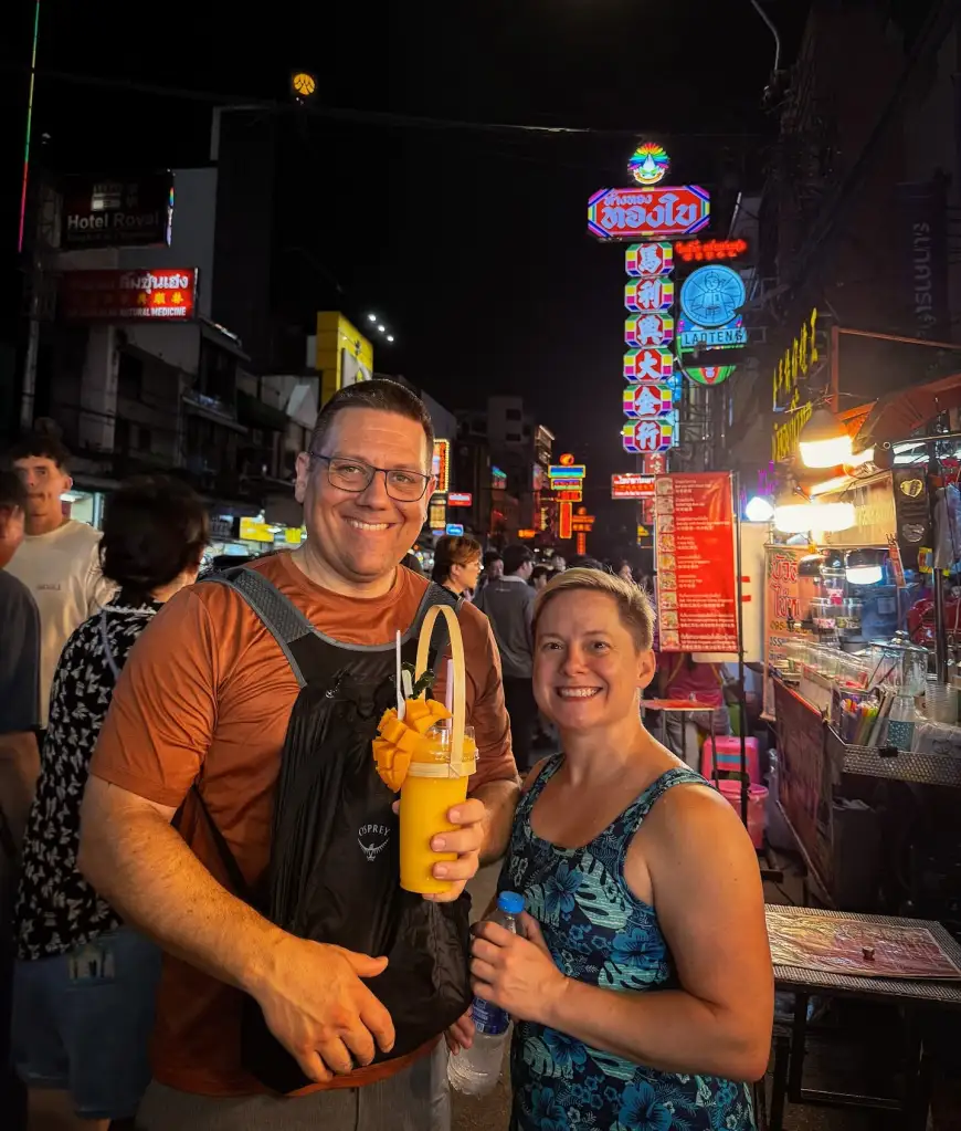 Liz Waddell with her husband, Cailen, during a trip to Bangkok, Thailand, in July 2025.
