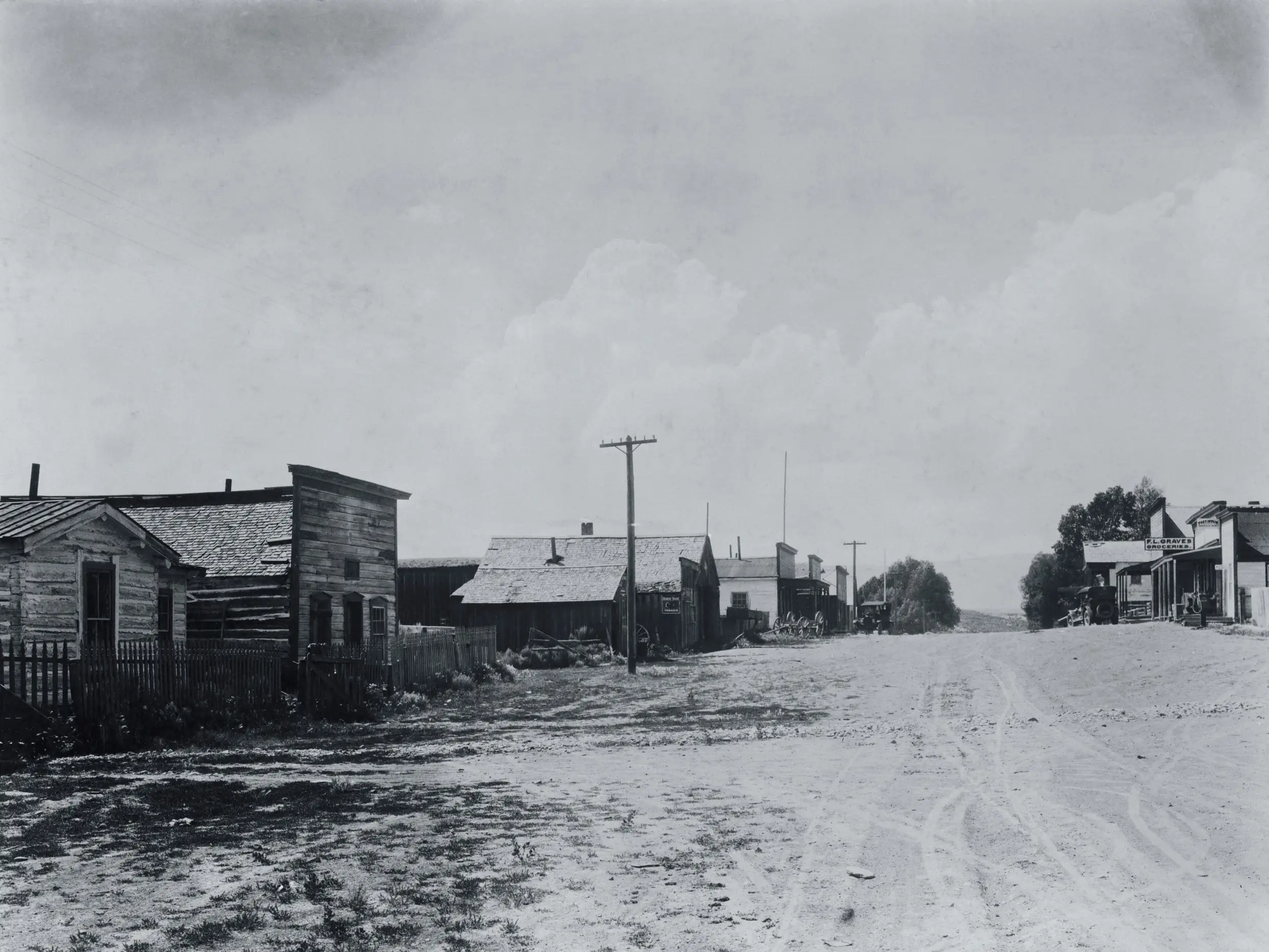 Main Street in Bannack, Montana, 1920.