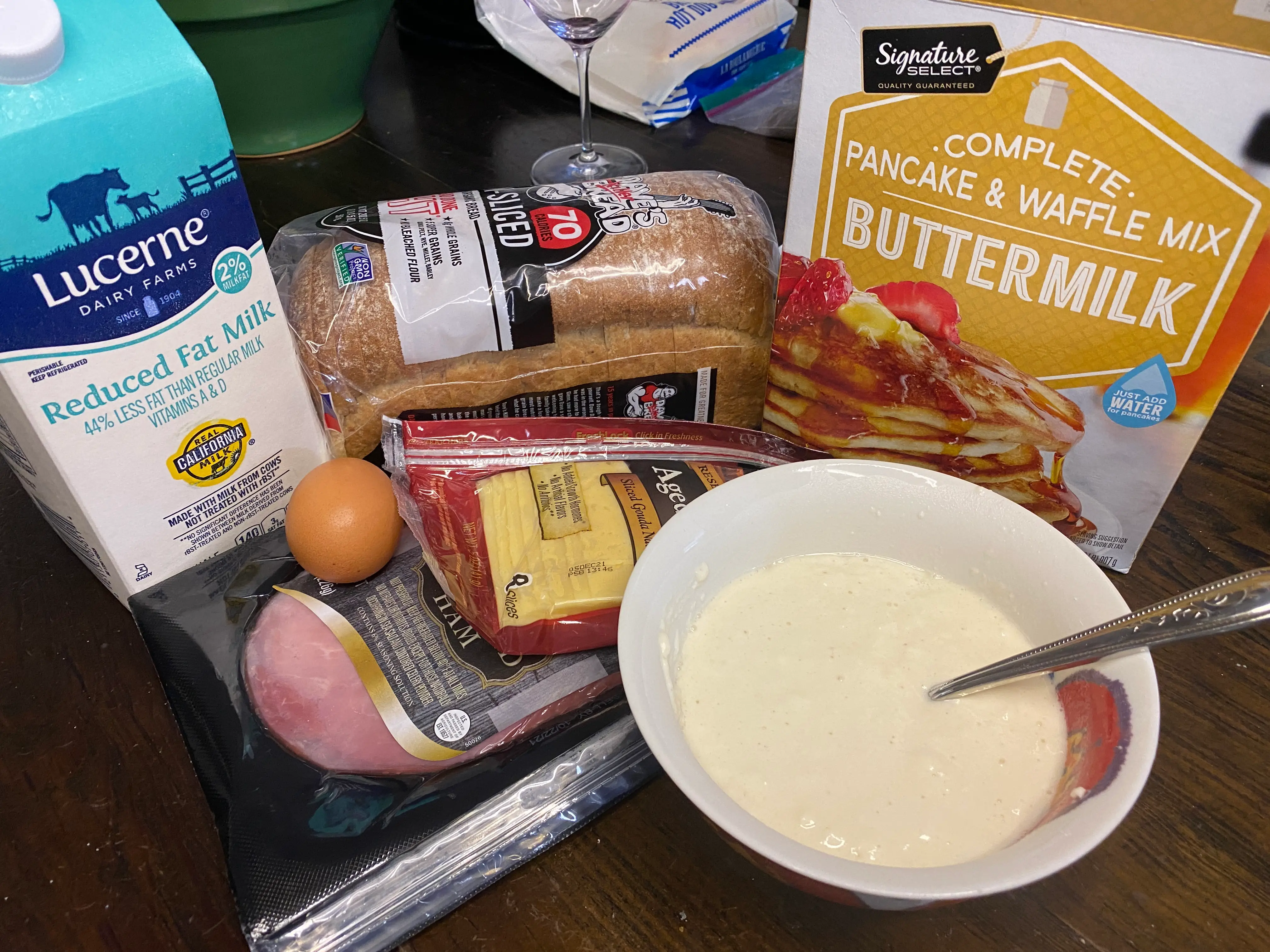 ingredients for a monte cristo on the table