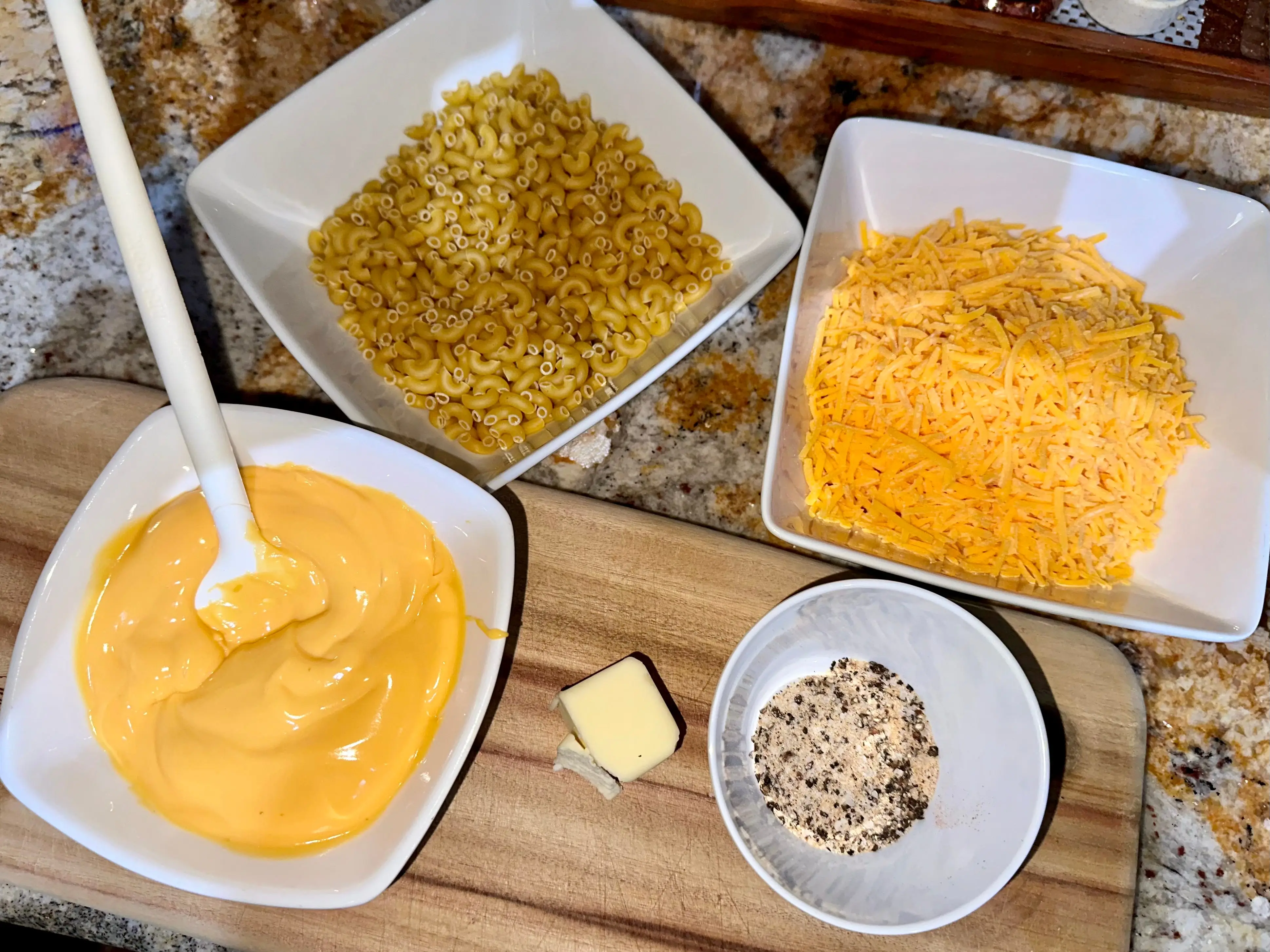 Mac and cheese ingredients.