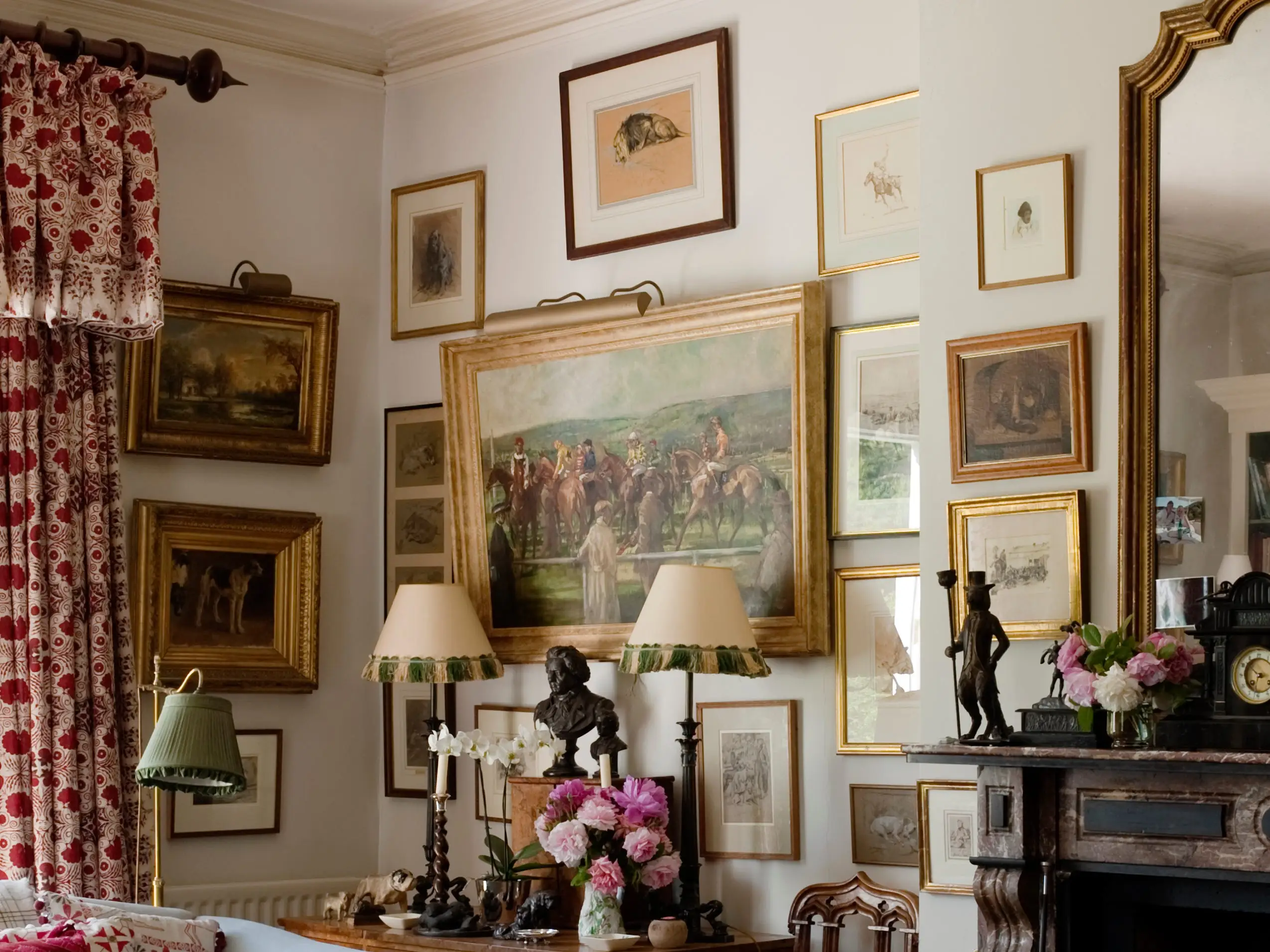 Artwork in gold frames in home
