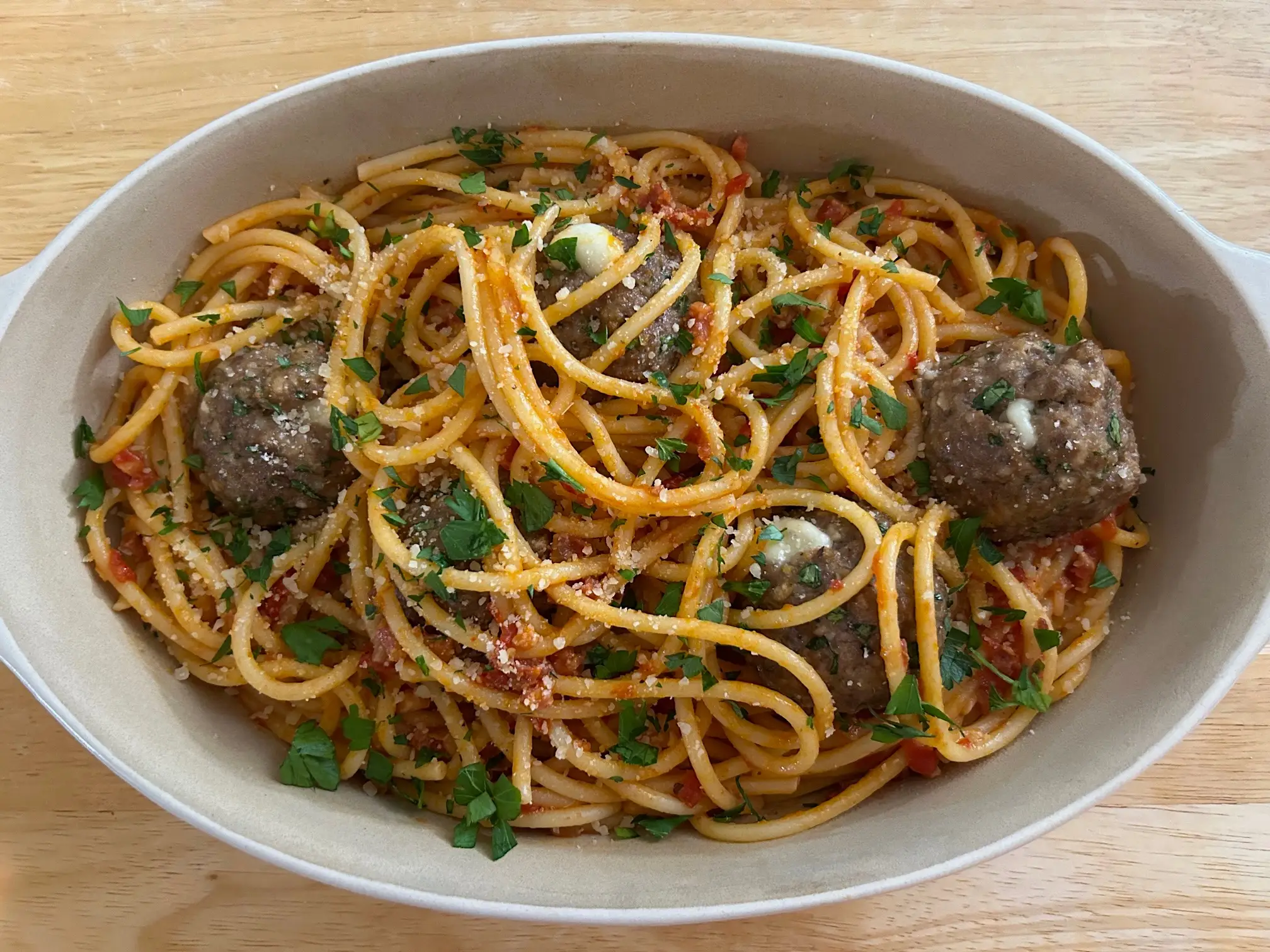 Giada De Laurentiis' Bucatini All'Amatriciana with Smoked Meatballs
