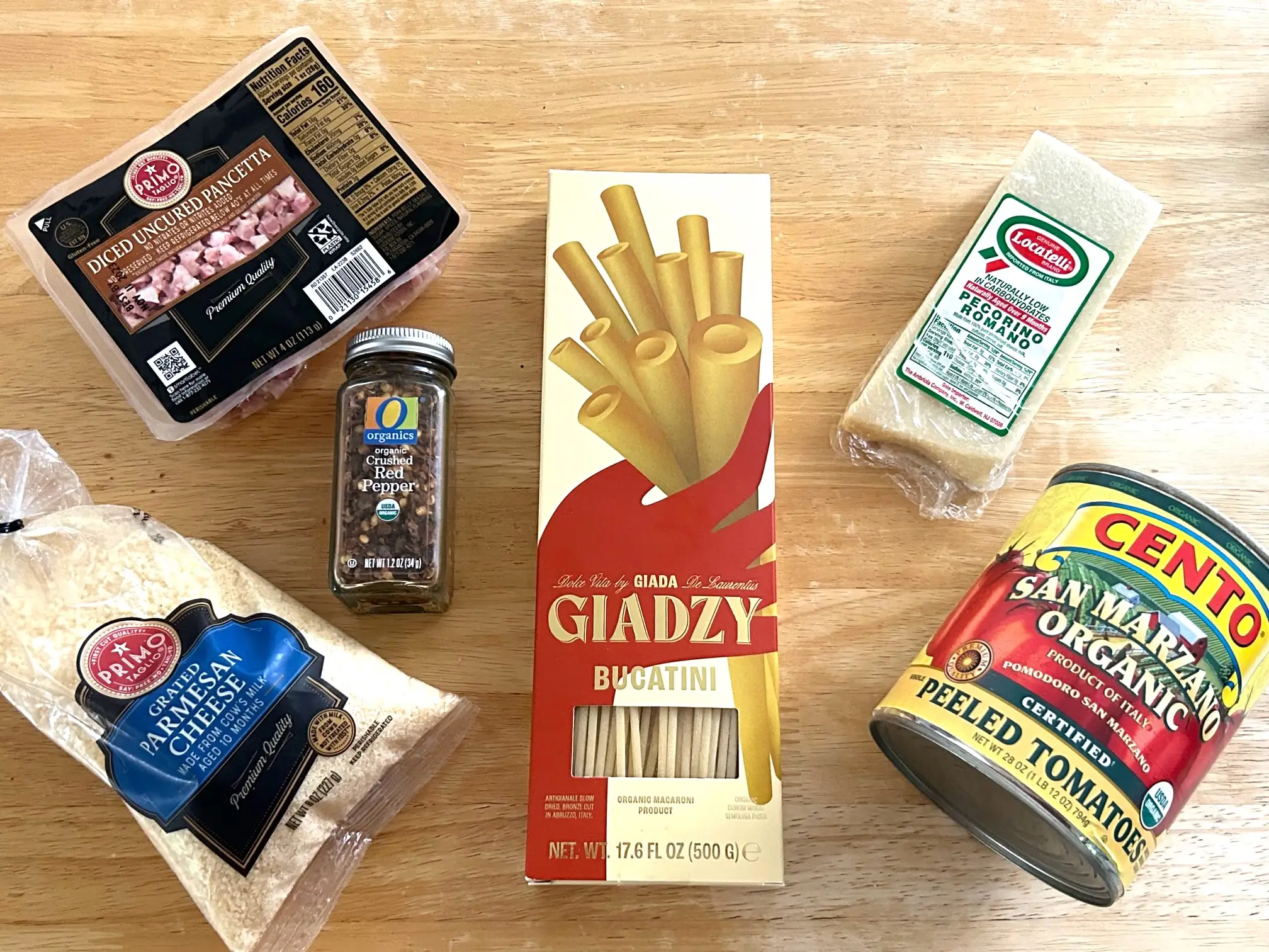 Ingredients for Giada De Laurentii's bucatini pasta