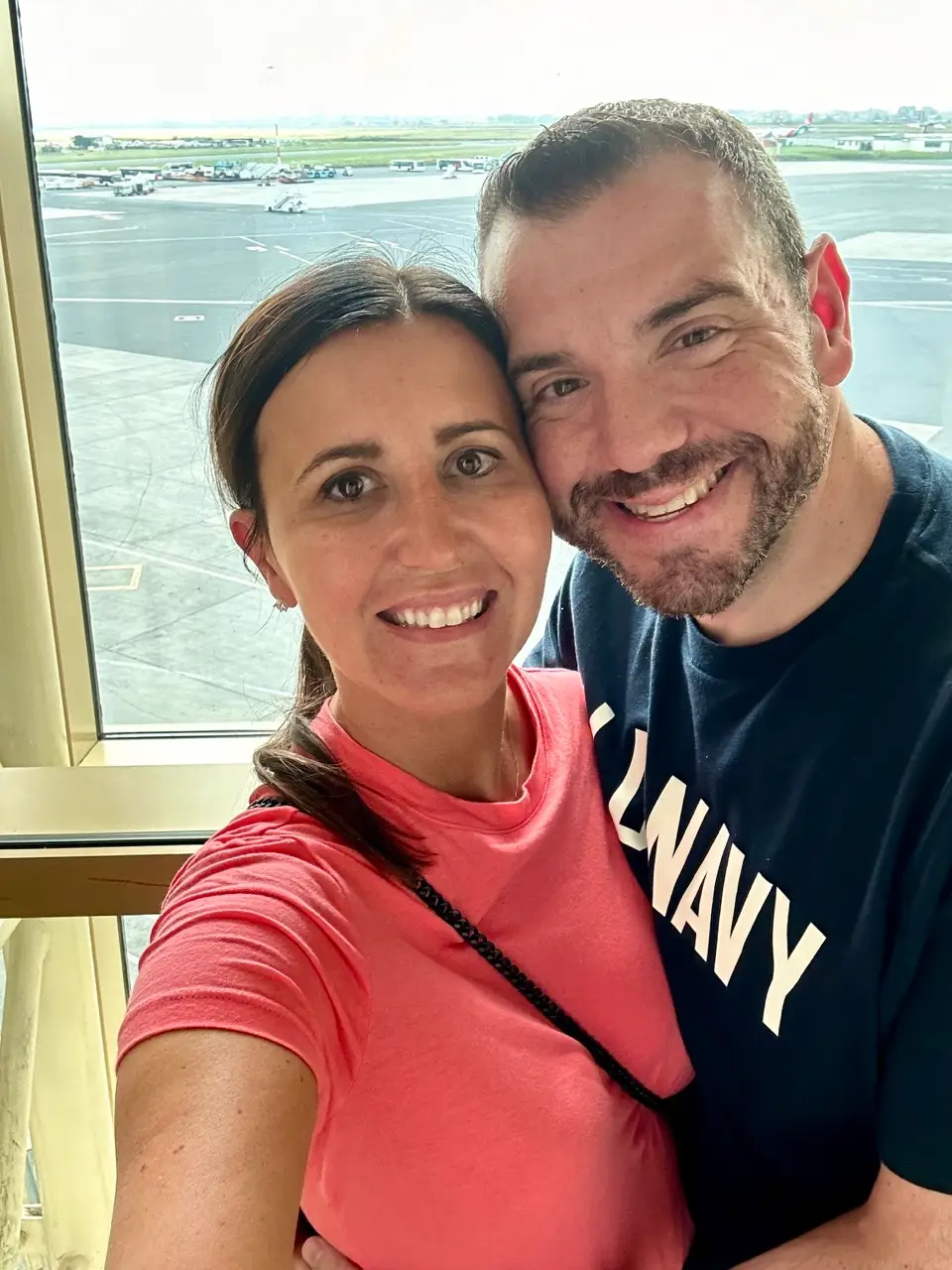 Author Jackie Longo and husband Anthony during a long layover in Nairobi, Kenya