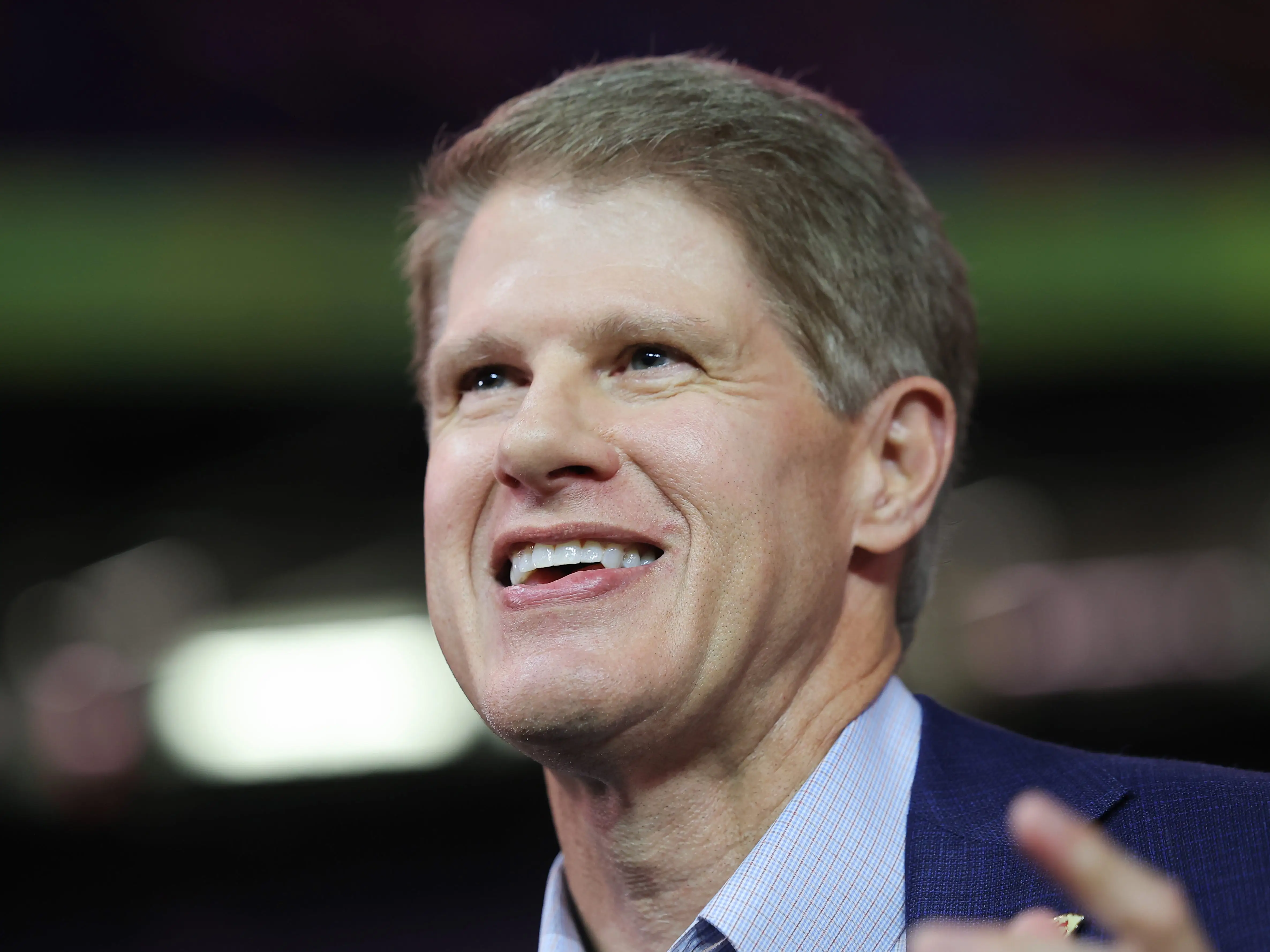 A close up of Chiefs CEO Clark Hunt at Super Bowl LIX Opening Night.