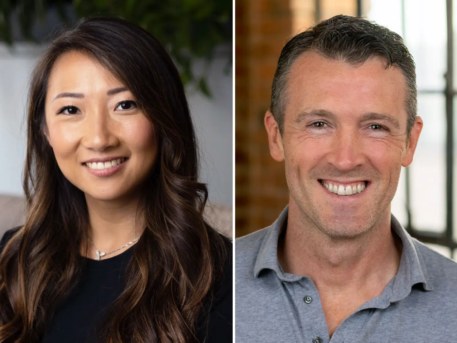 Headshots of Menlo Ventures partners Amy Wu Martin and Shawn Carolan.