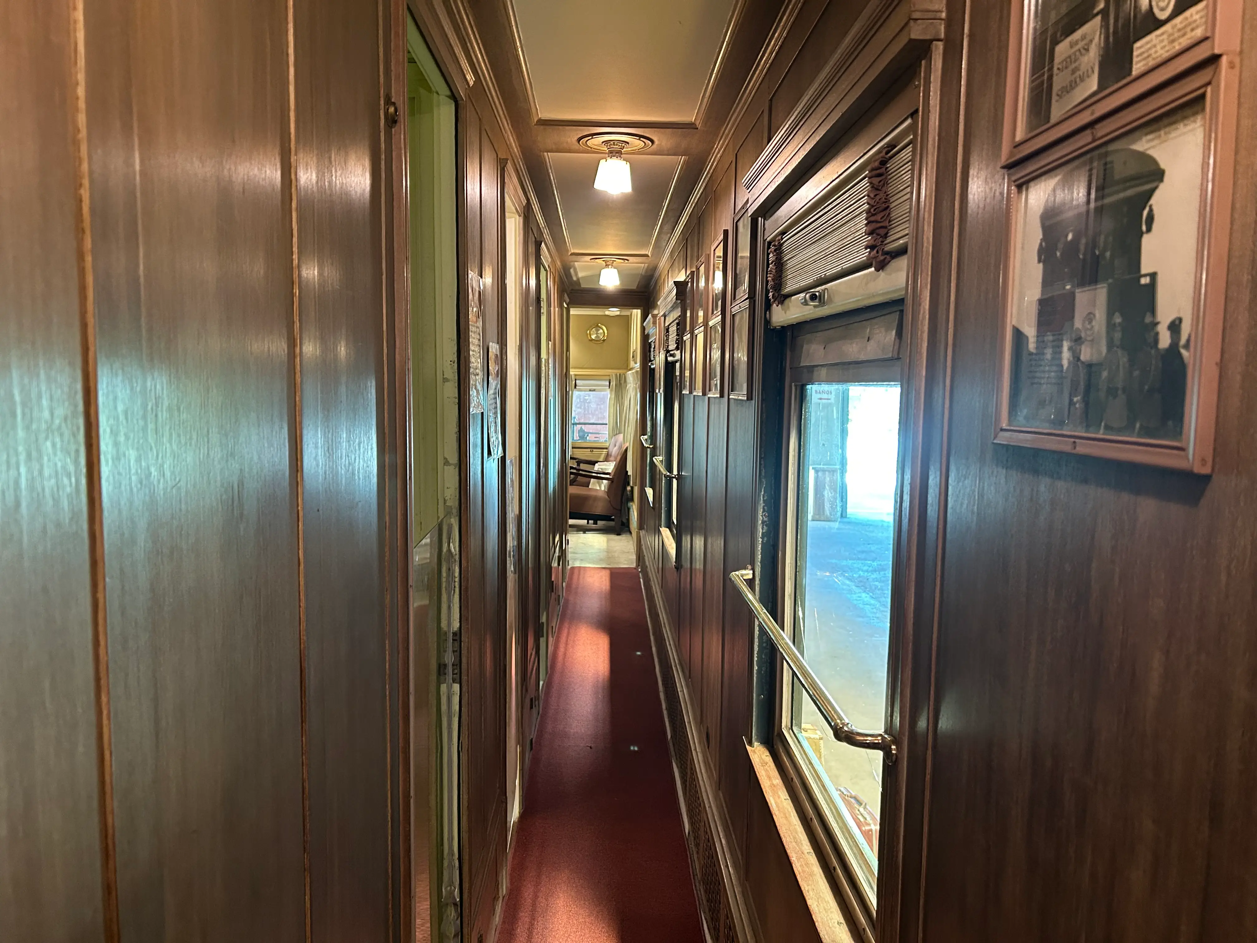 hallways inside presidential train car