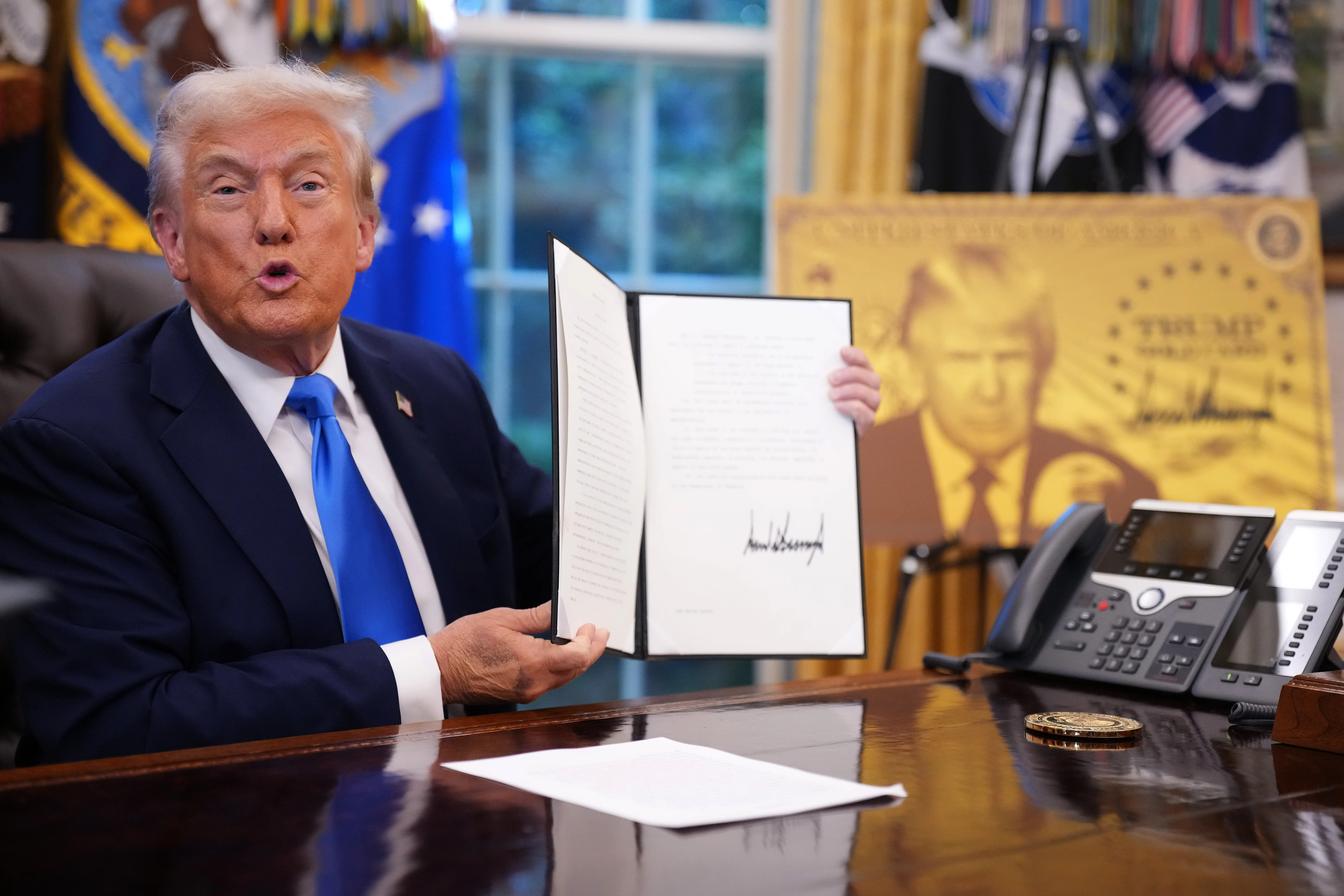 Trump after signing an executive order.