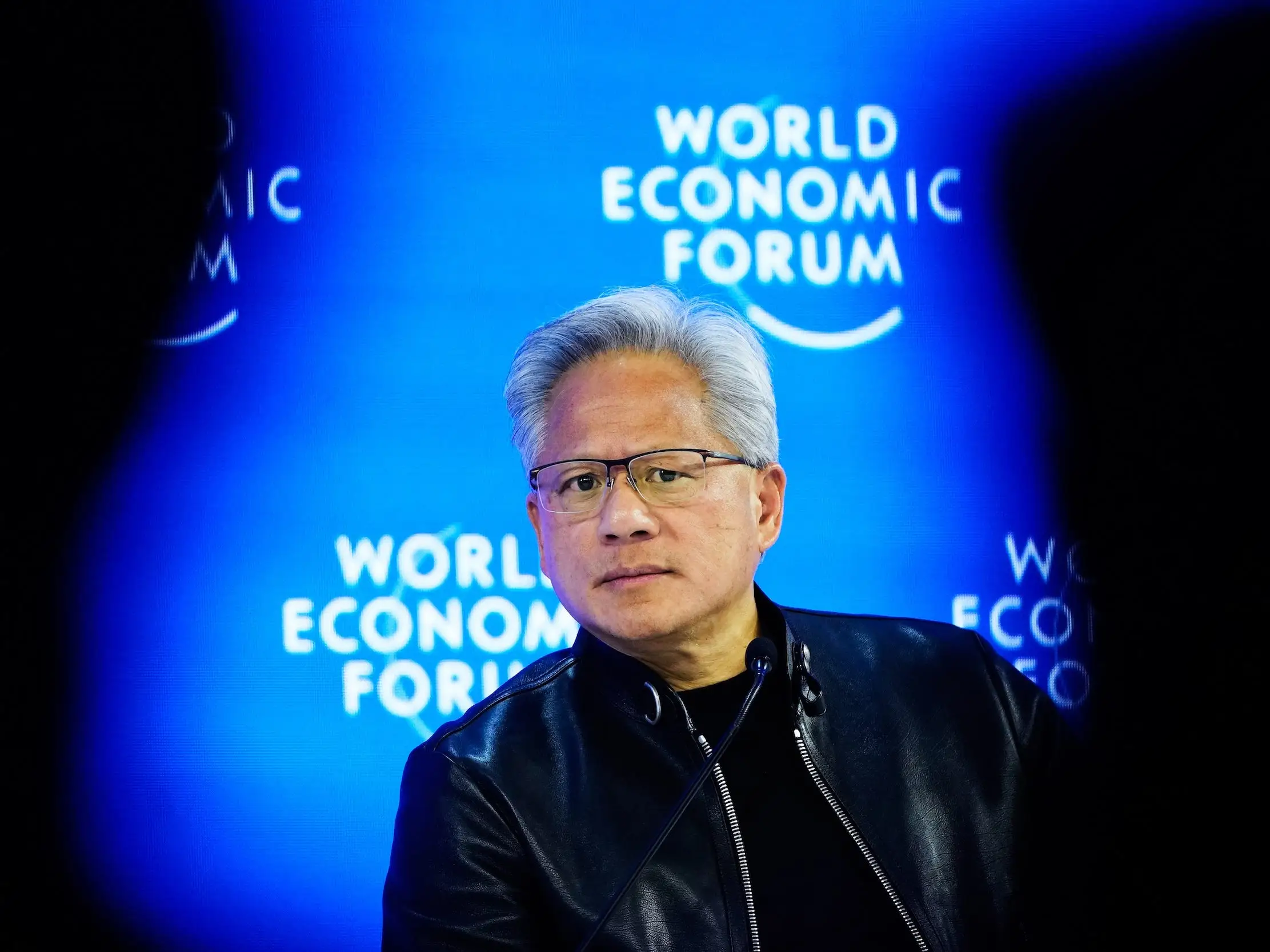 Jensen Huang speaks during the World Economic Forum