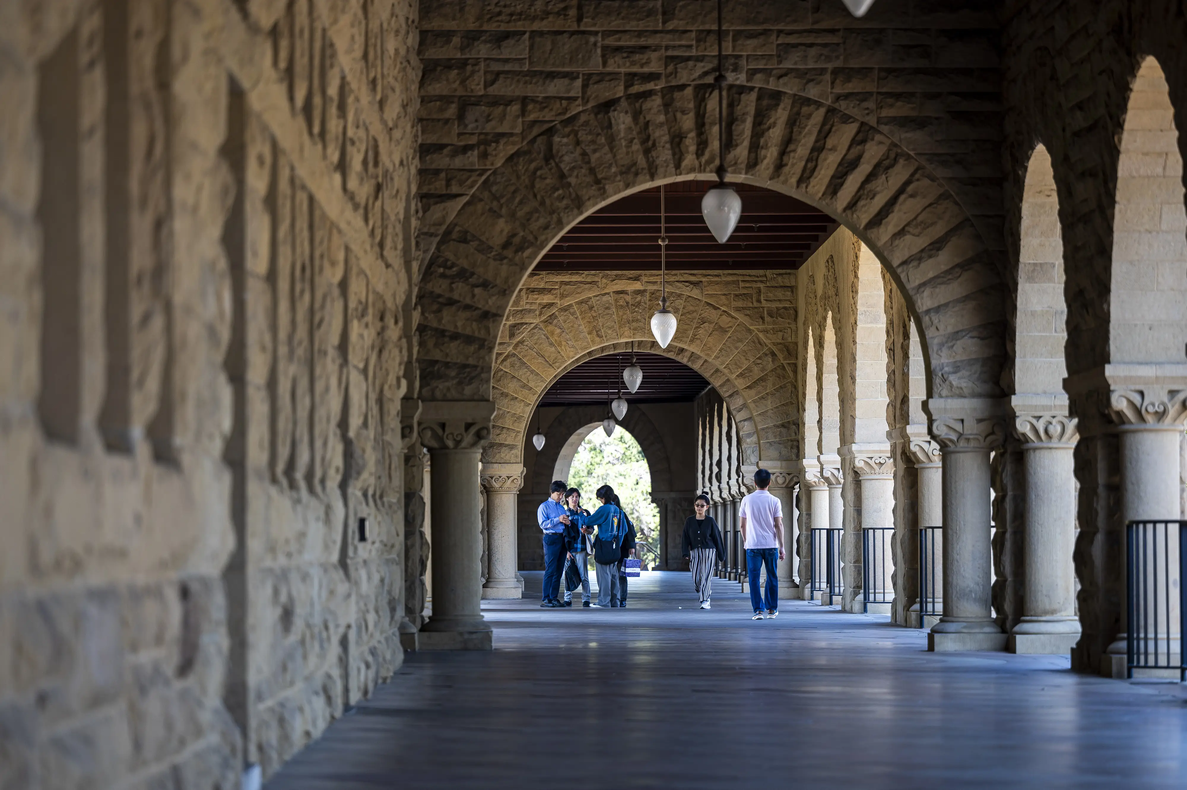 Students at Stanford University in Stanford, California, US, in 2023.