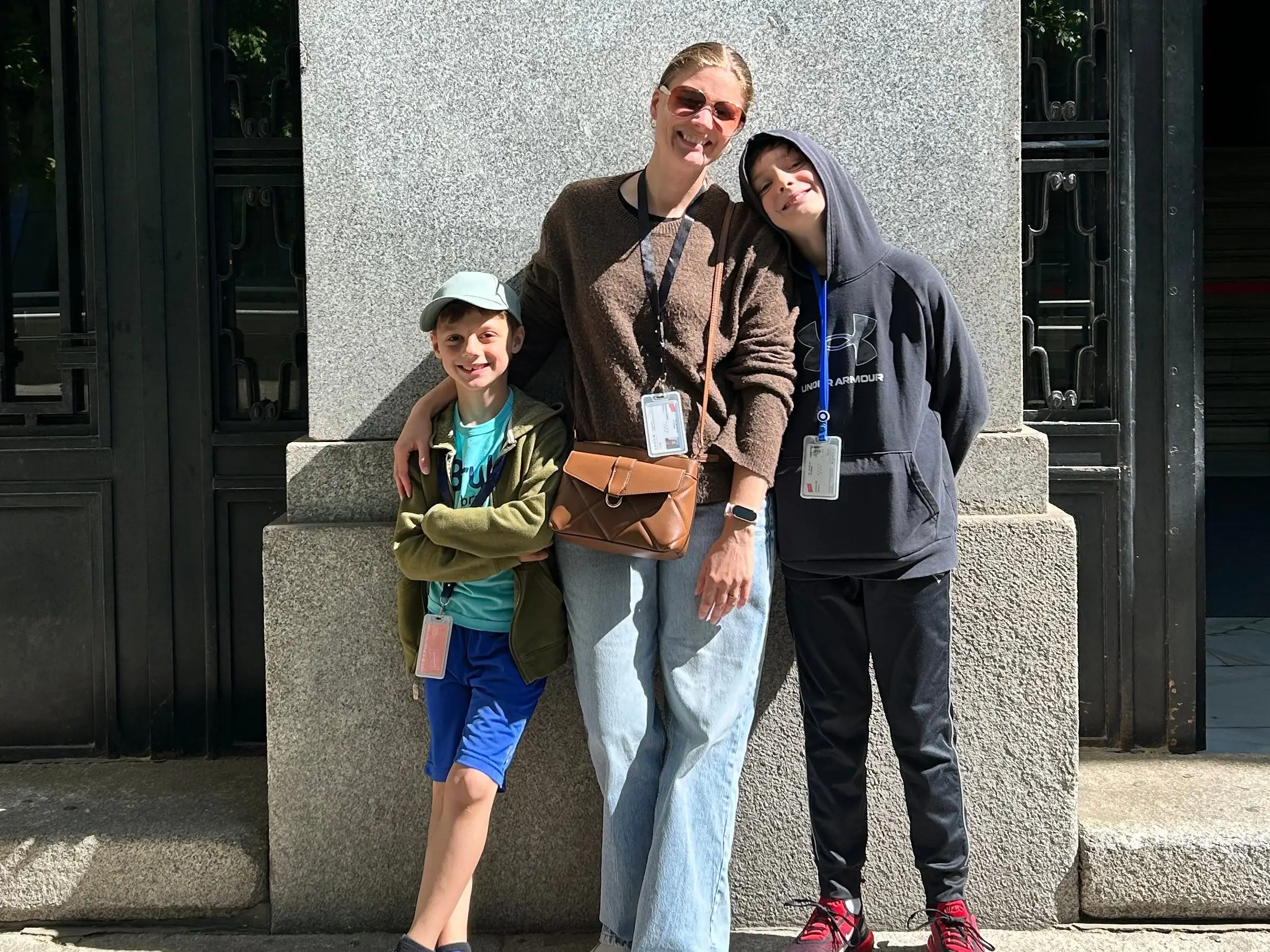 Mom and kids posing for photo