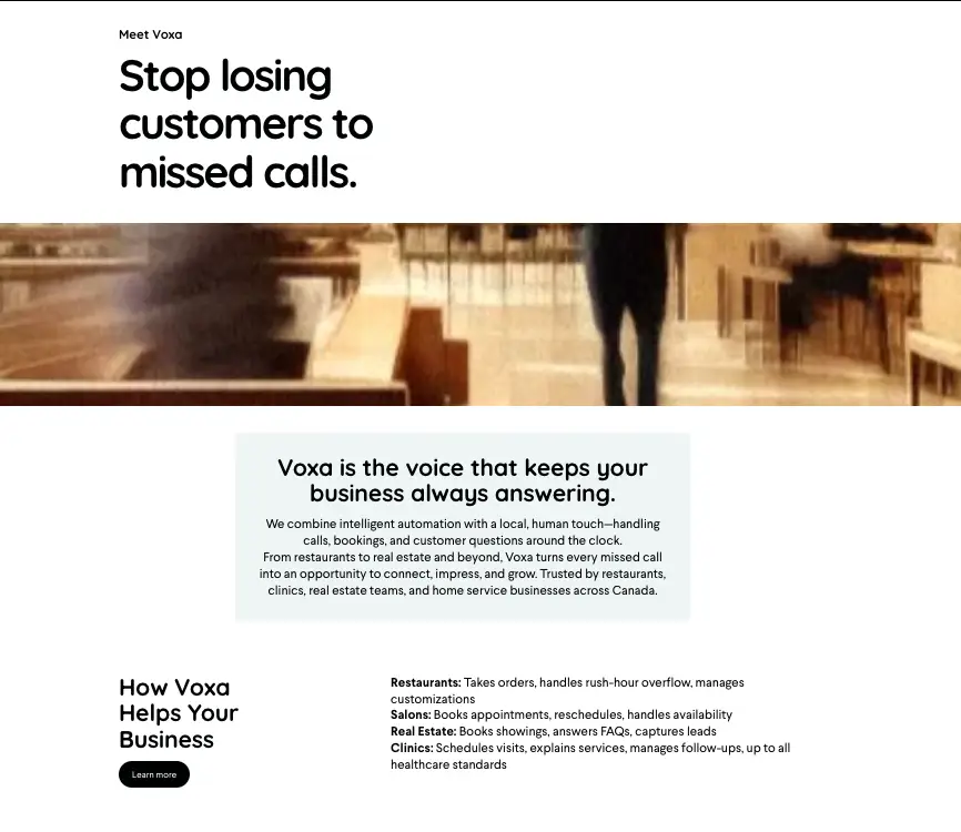 Voxa's website