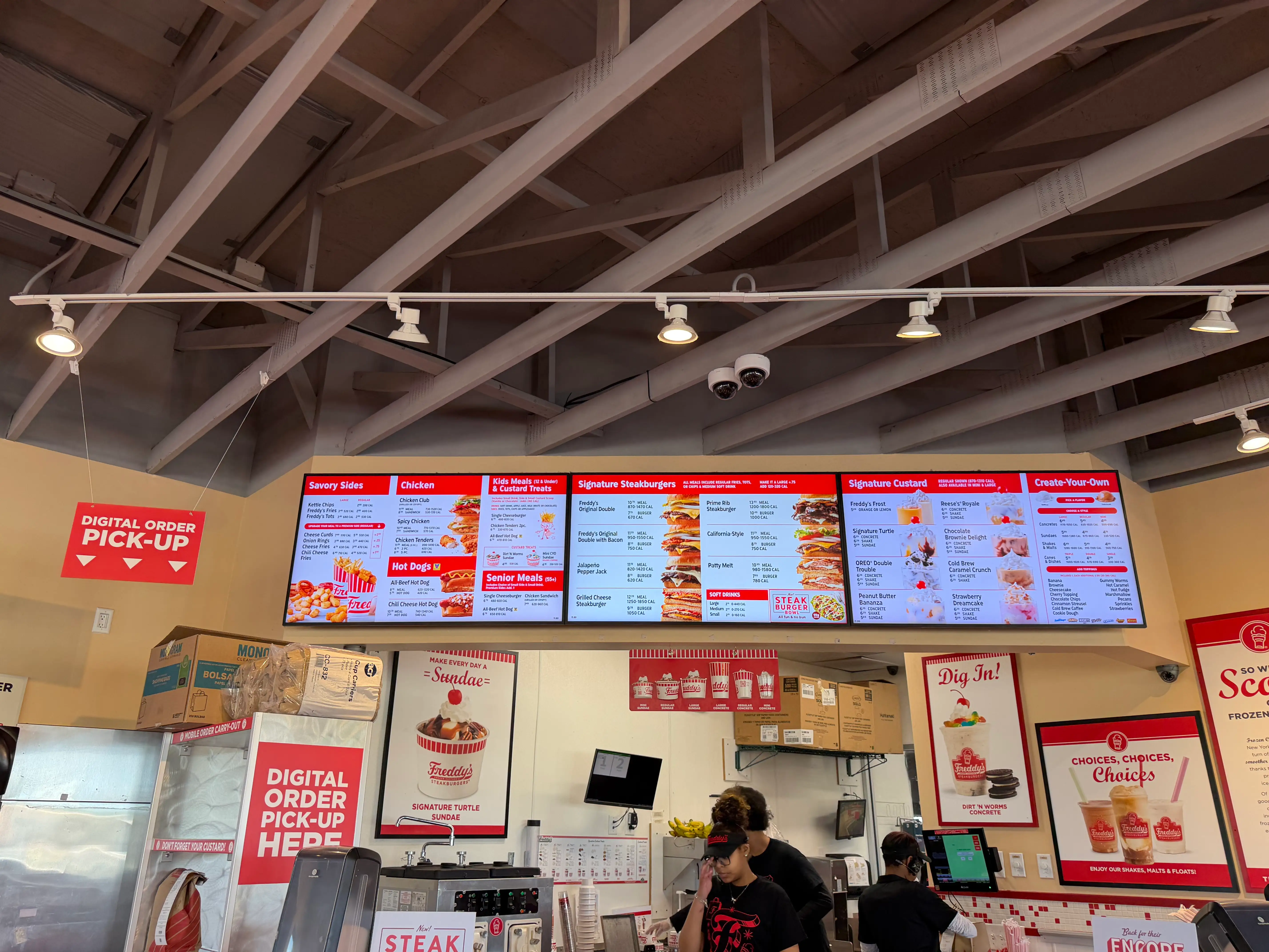 View of whole menu inside of a Freddy's location