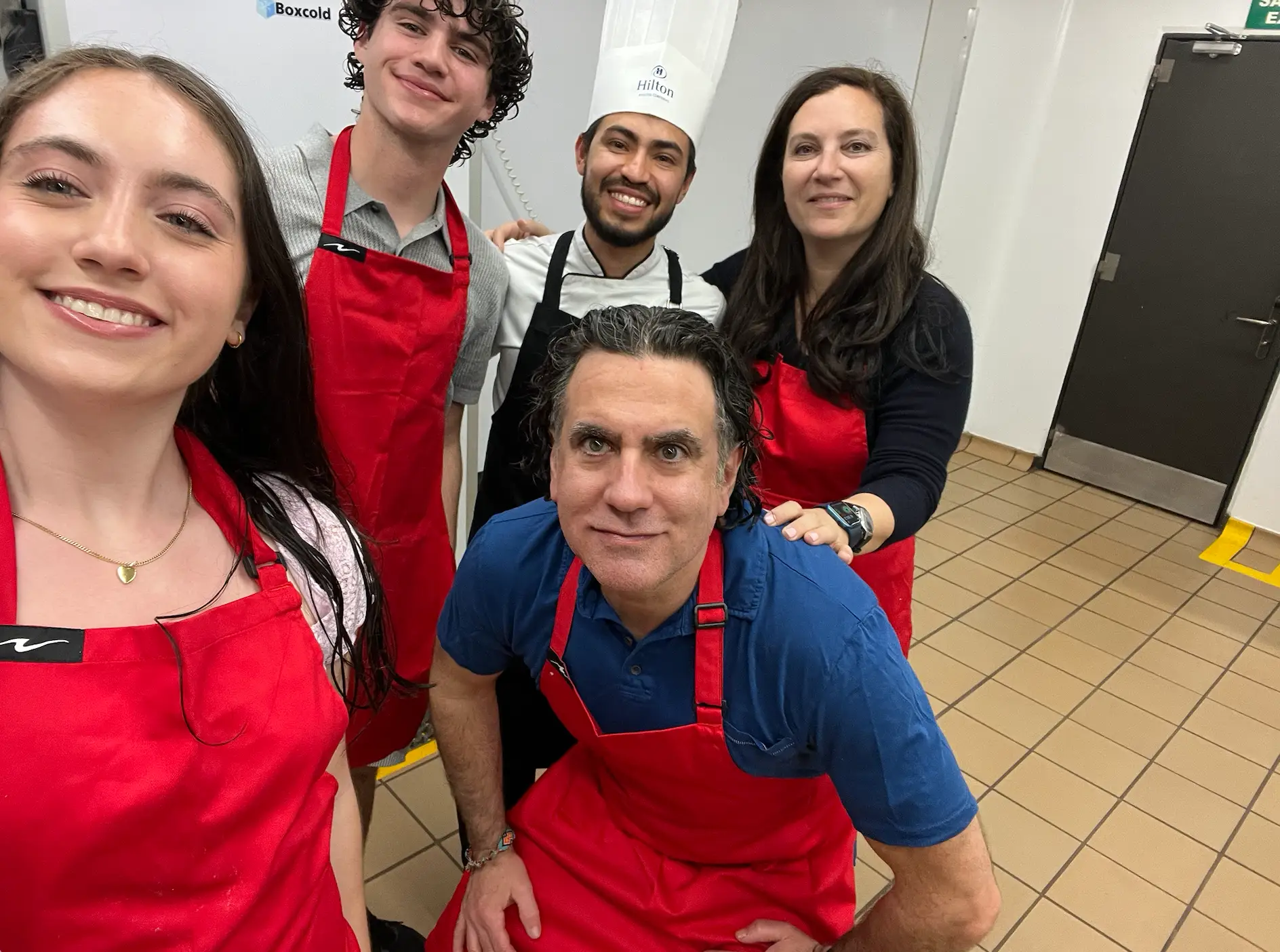 Family at a cooking class