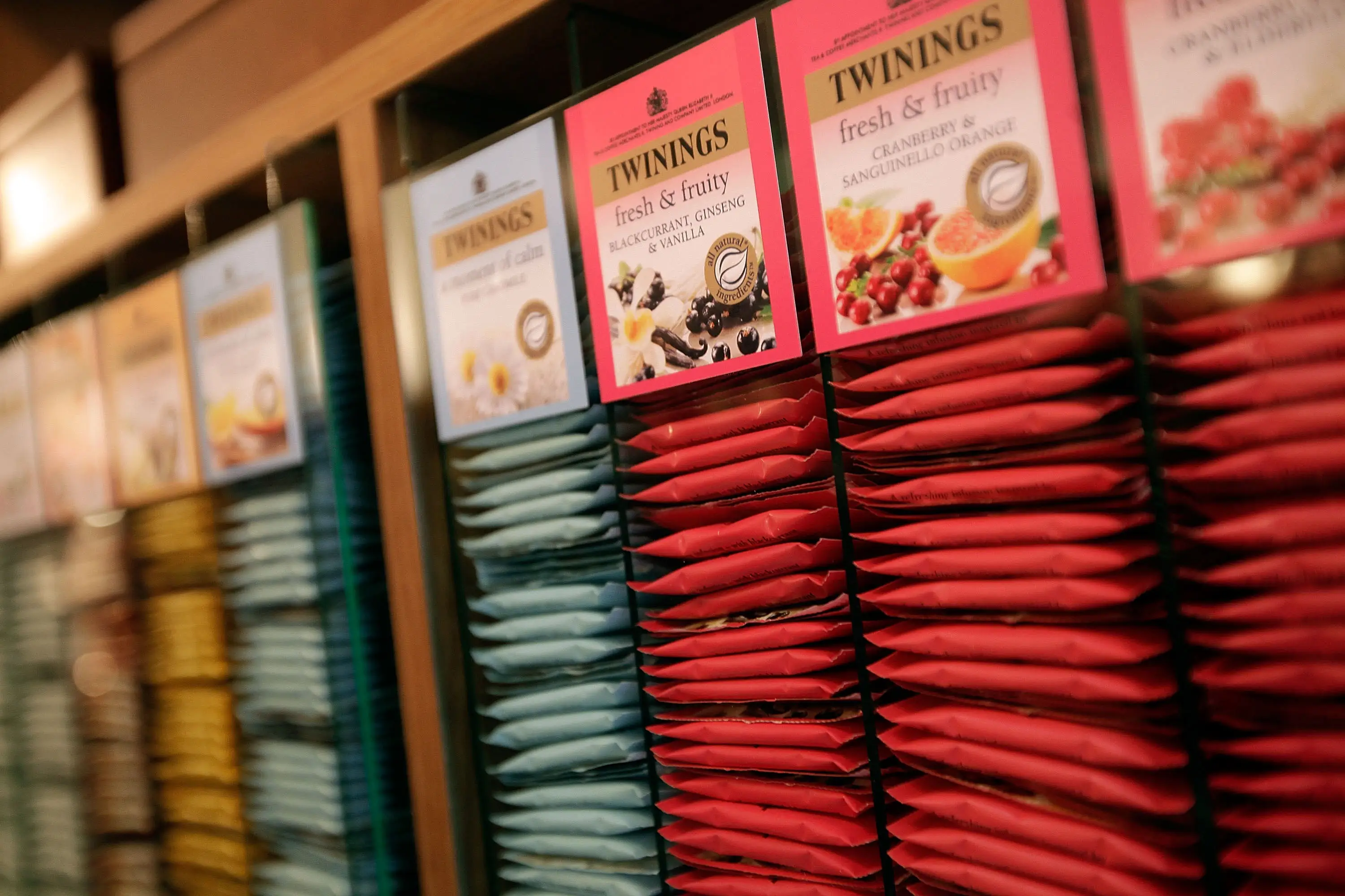 A variety of individual teabags in the the Twinings tea shop at 216 The Strand on January 19, 2012 in London, England.