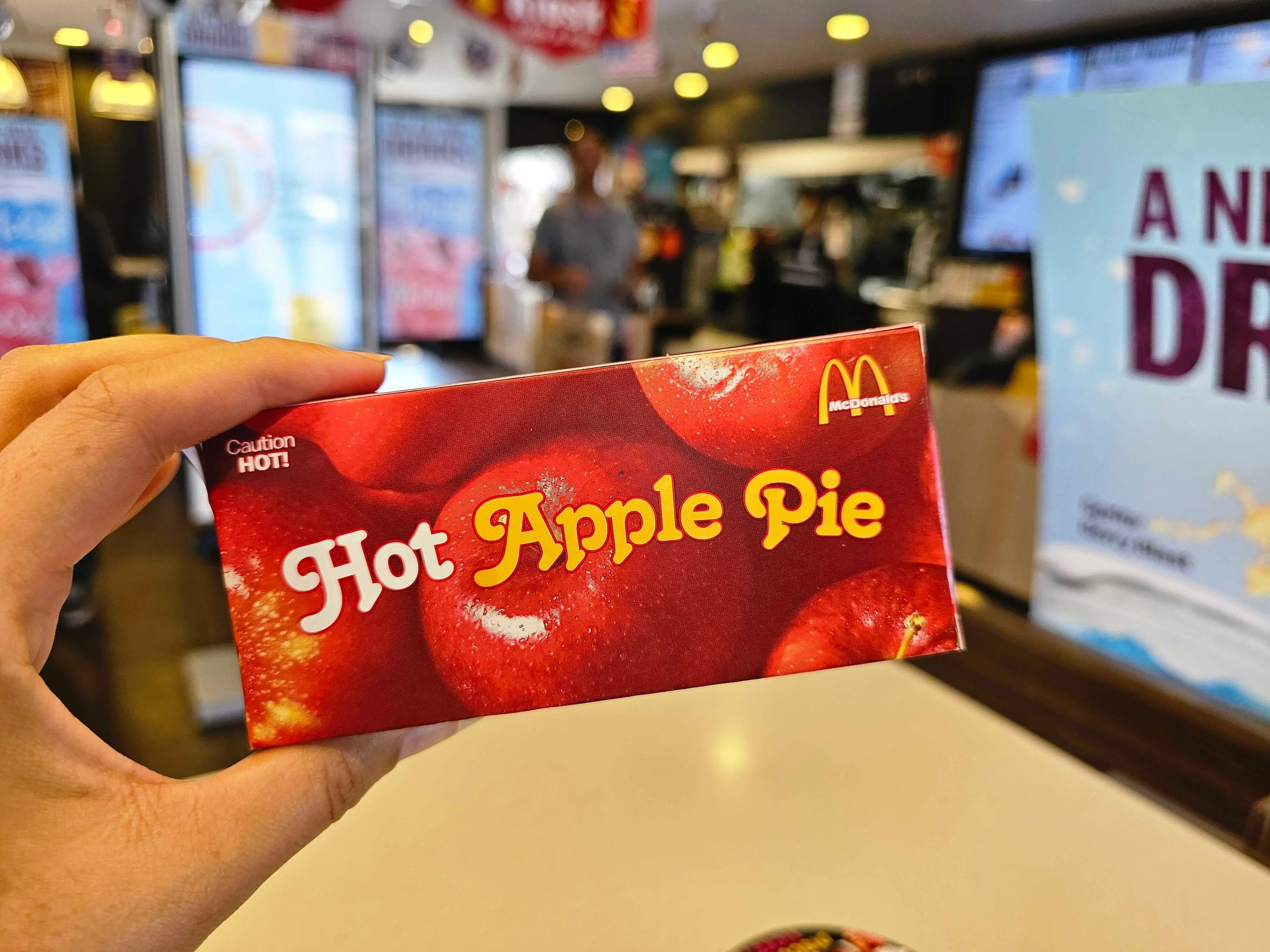 The packaging of McDonald's fried apple pie